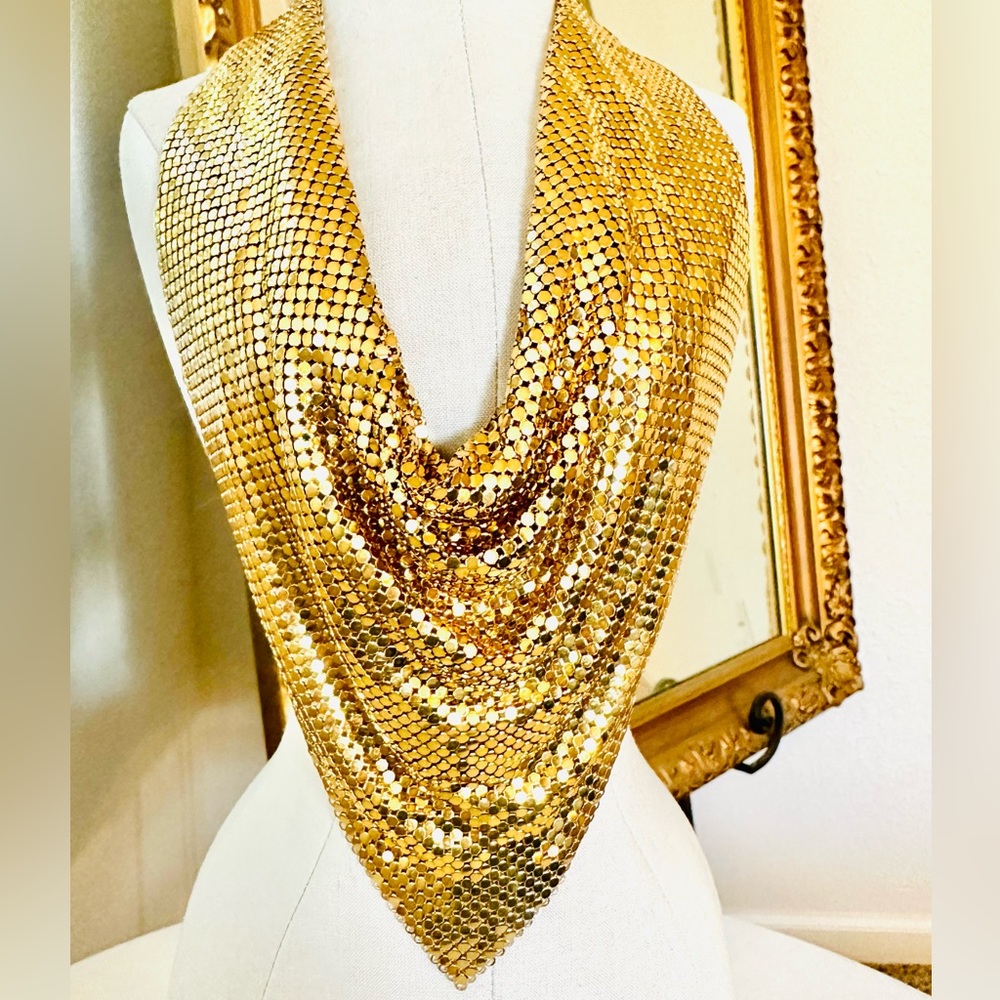 🔥 RARE VINTAGE MESH WHITING DAVIS BIB NECKLACE